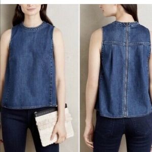 Anthropologie Holding Horses | Denim Swing Top